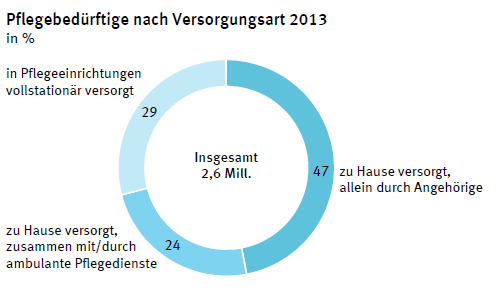 Diagramm - Pflegebedürftige nach Versorgungart 2013